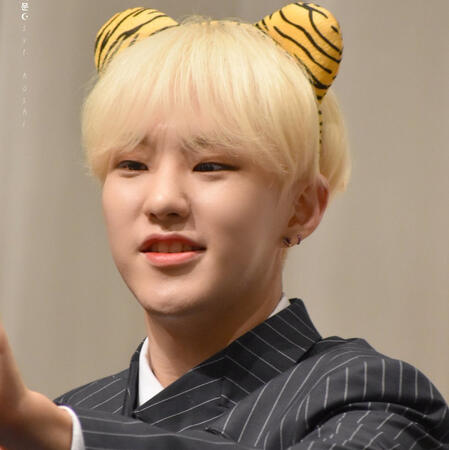picture of hoshi making a heart with his hands. click here to go back home.